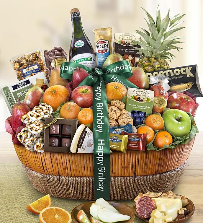 Happy Birthday Fruit & Sweets Gift Basket Grande